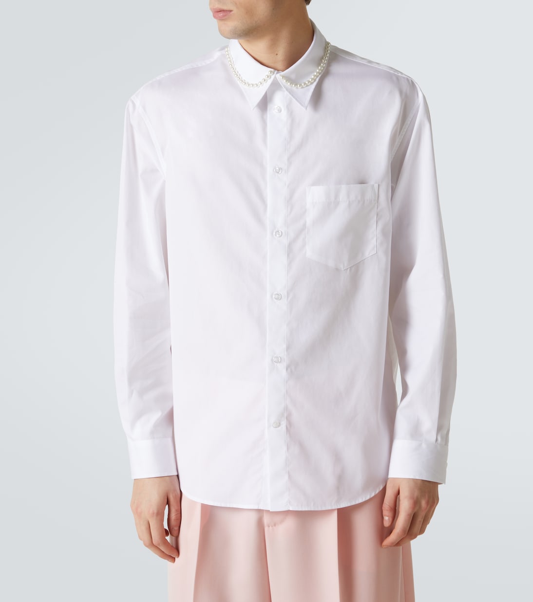 Faux pearl-embellished cotton poplin shirt | Simone Rocha