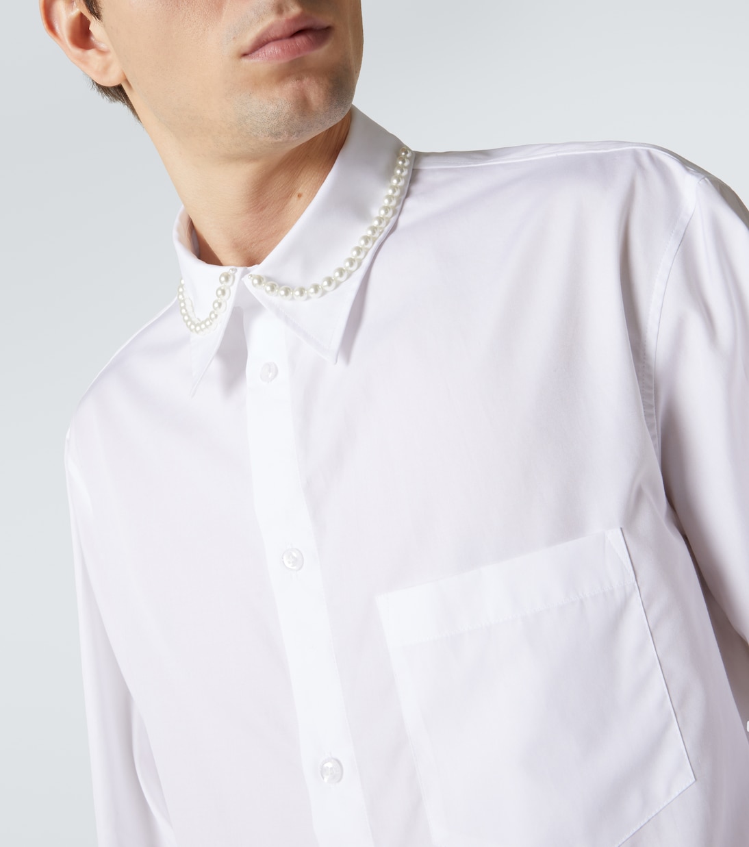 Faux pearl-embellished cotton poplin shirt | Simone Rocha