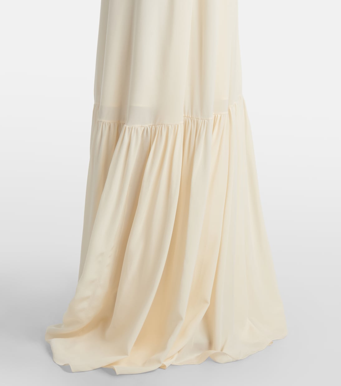 Abito lungo in crêpe de chine di seta con pizzo | Chloé