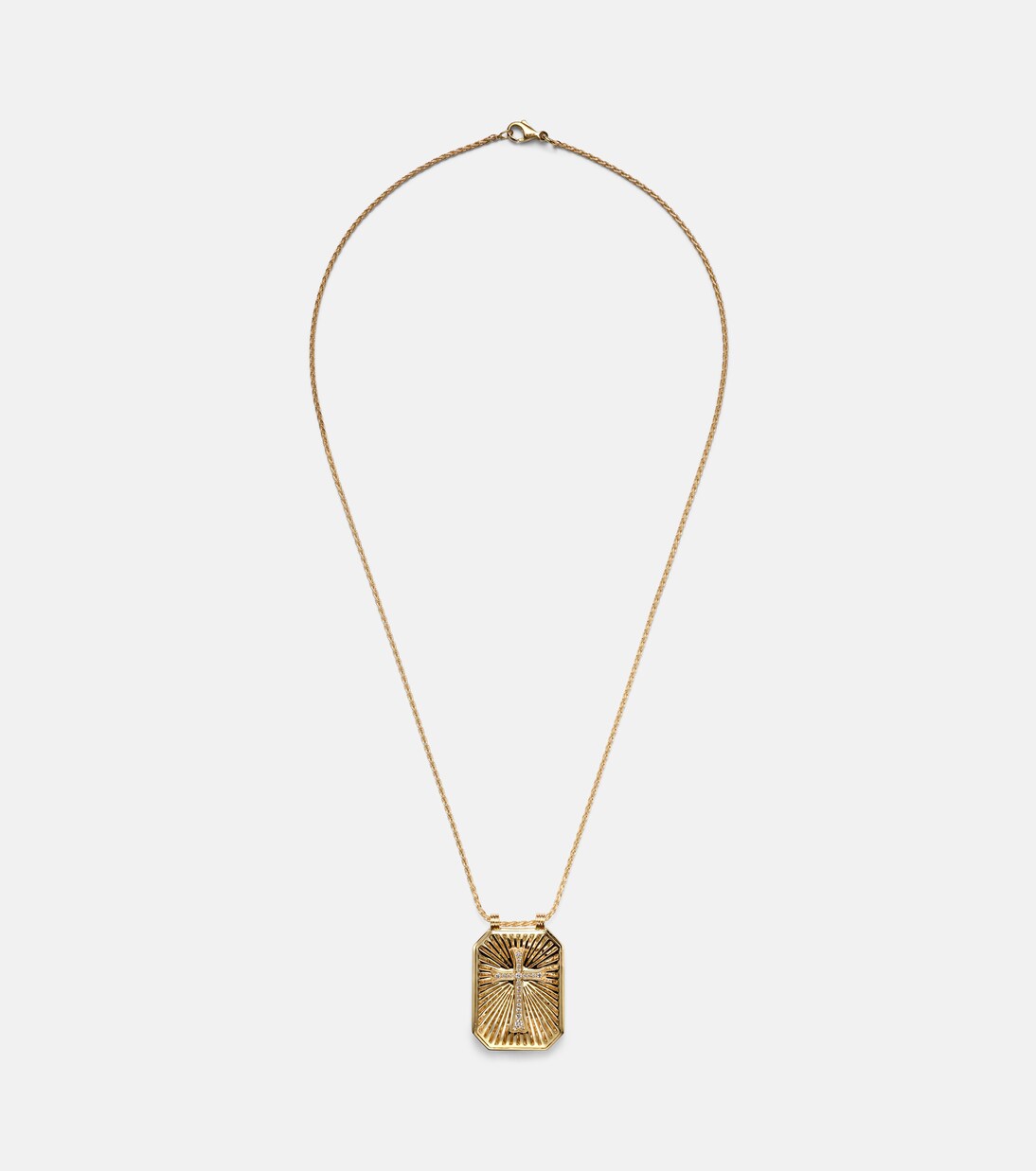Cross 18kt gold pendant necklace with diamonds | Marie Lichtenberg