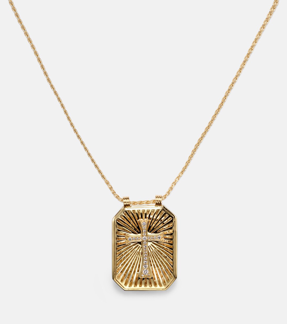 Cross 18kt gold pendant necklace with diamonds | Marie Lichtenberg