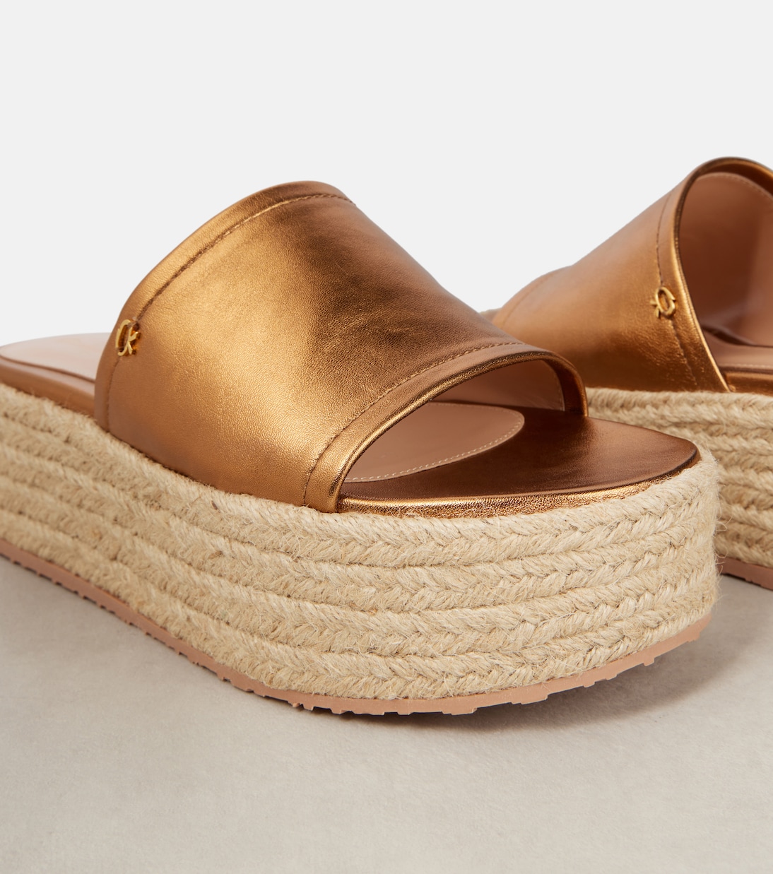 Metallic leather espadrille slides | Gianvito Rossi