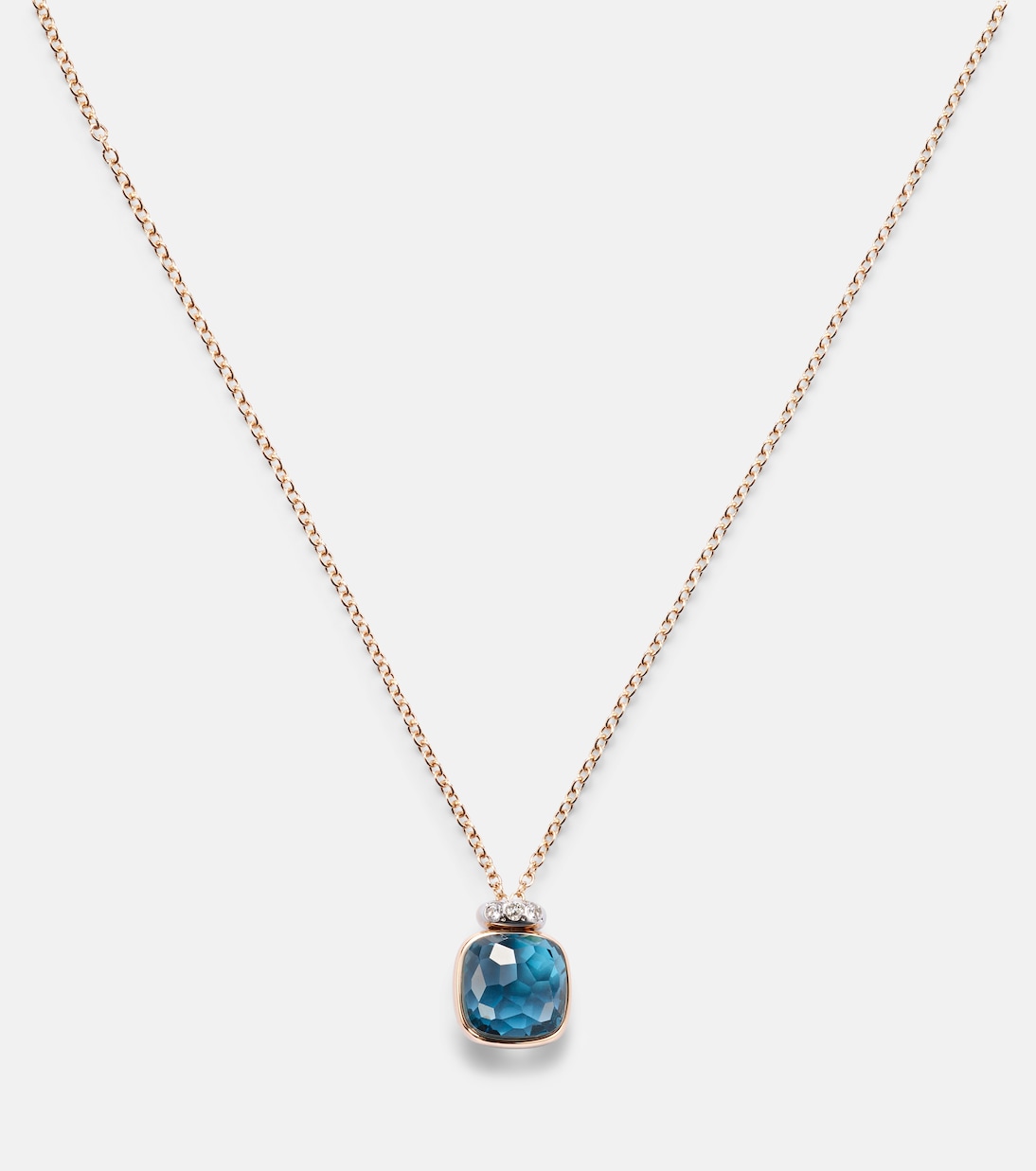 Nudo Mini 18kt rose gold (750/1000) necklace with topaz and diamonds | Pomellato