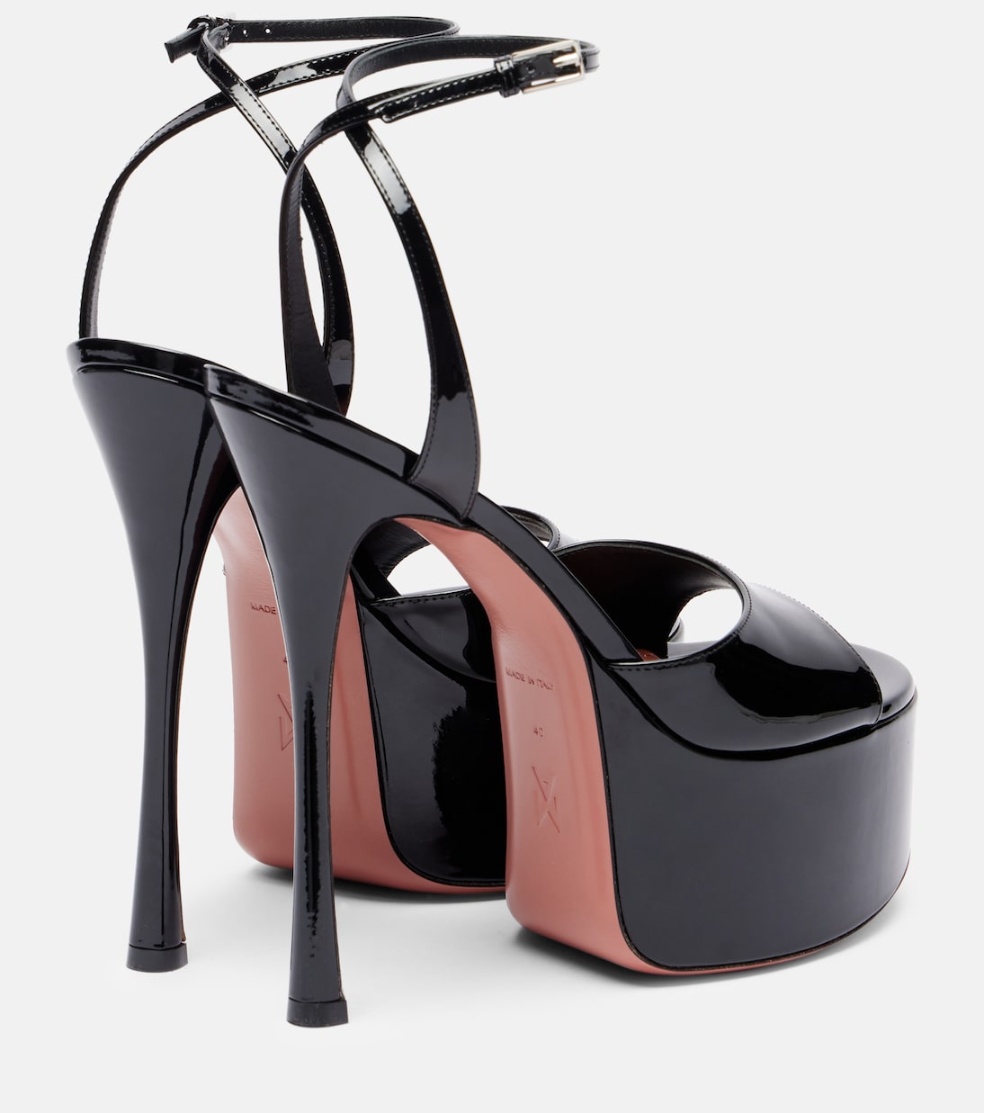 Aya 155 patent leather platform sandals | Amina Muaddi