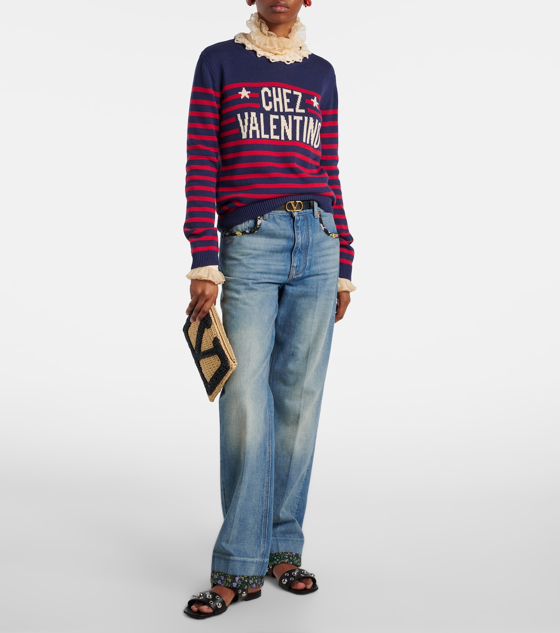 Verzierte Sandalen Nellcôte aus Leder | Valentino Garavani