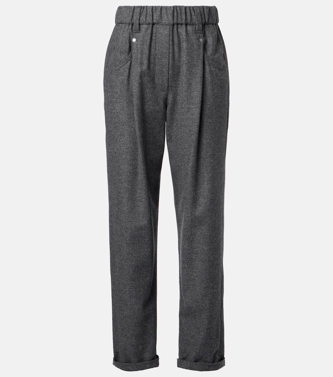 Pantalon droit raccourci en laine et cachemire | Brunello Cucinelli