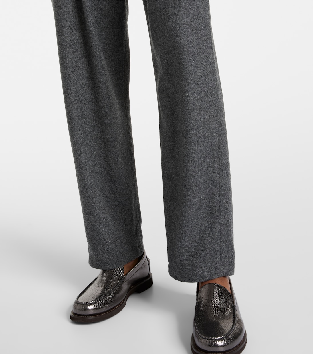 Pantalon droit raccourci en laine et cachemire | Brunello Cucinelli