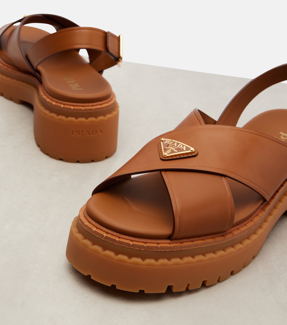 Logo leather sandals | Prada