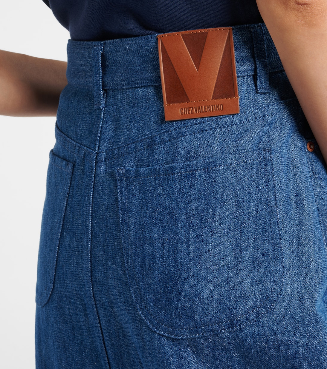 Fringed denim midi skirt | Valentino