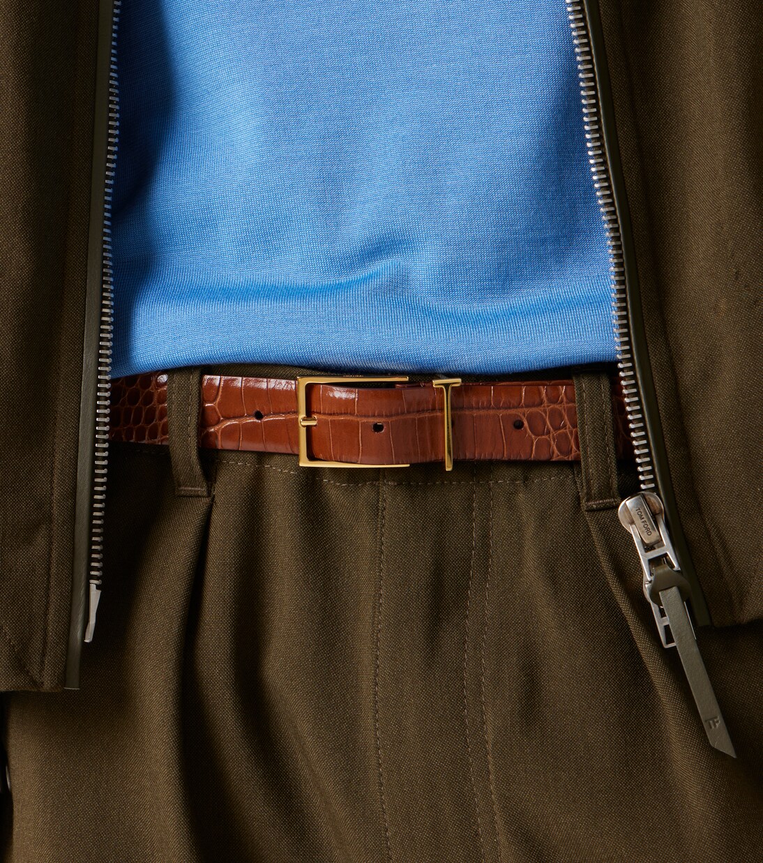 T Loop croc-effect leather belt | Tom Ford