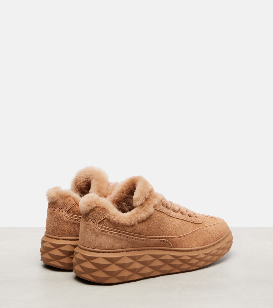  Diamond Maxi shearling-trimmed suede sneakers | Jimmy Choo