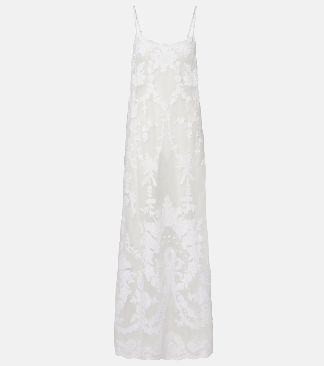Embroidered semi-sheer cotton maxi dress | Juliet Dunn