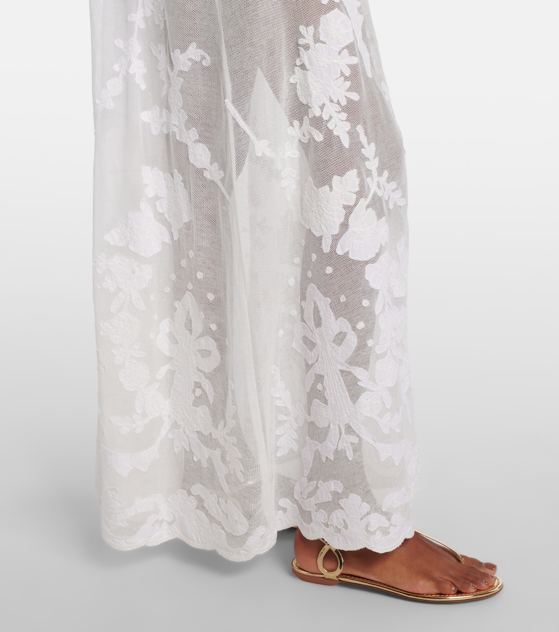 Embroidered semi-sheer cotton maxi dress | Juliet Dunn