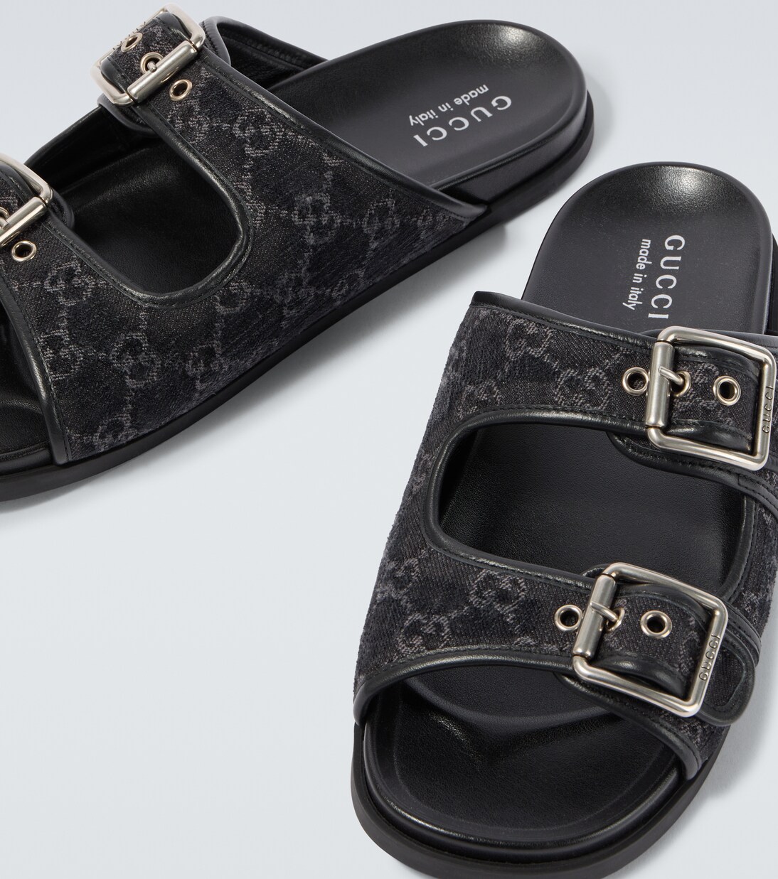 Sandalias de lona con piel y GG | Gucci