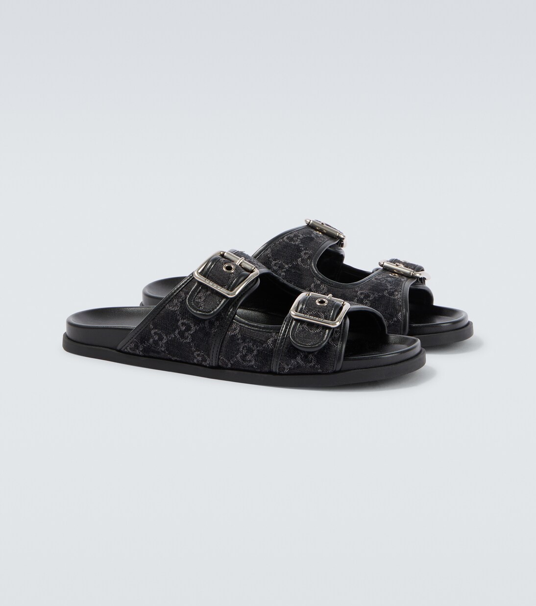 Sandalias de lona con piel y GG | Gucci