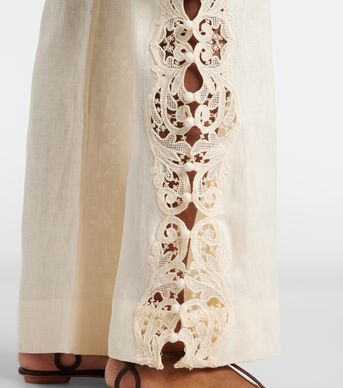 Pantalon évasé Awaken brodé en lin | Zimmermann