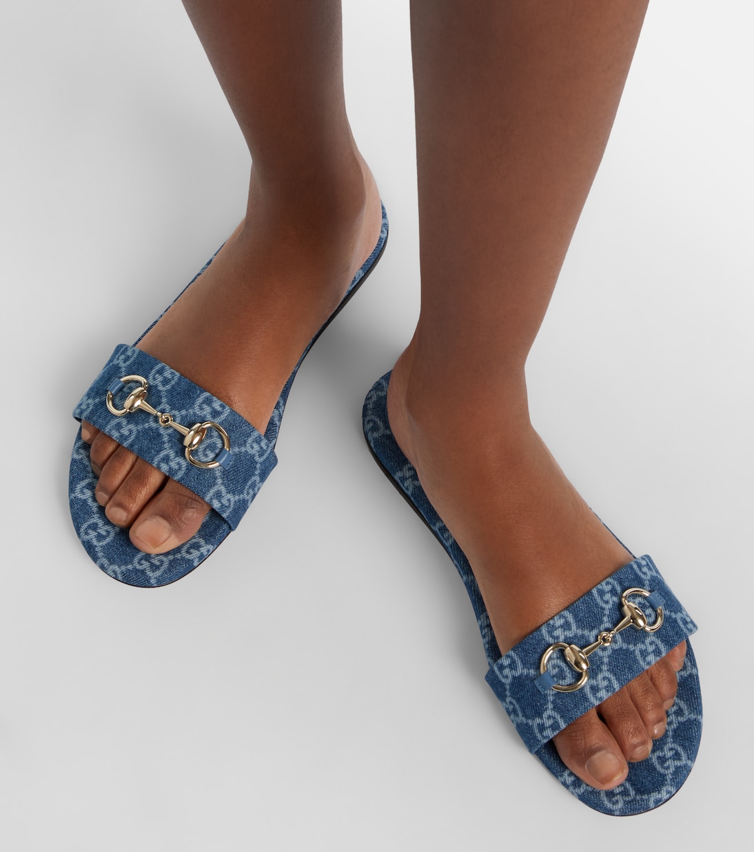 Pantoletten Horsebit GG aus Denim | Gucci