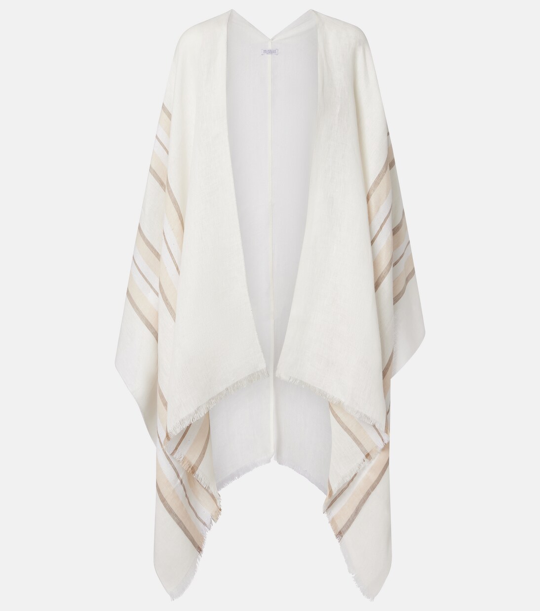 Striped linen, cashmere, and silk poncho | Brunello Cucinelli