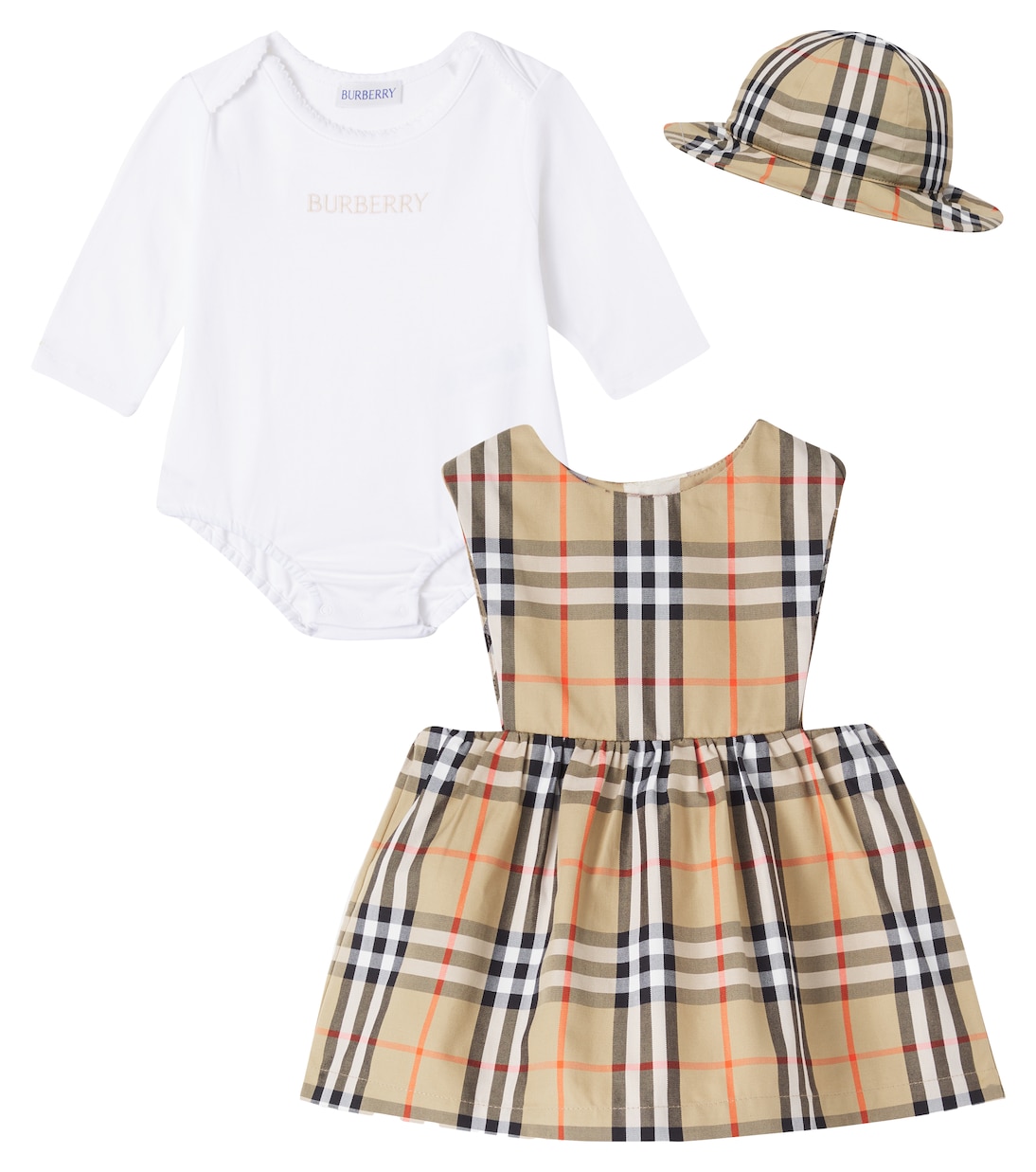 Bébé – Set robe, body, et chapeau bob | Burberry Kids