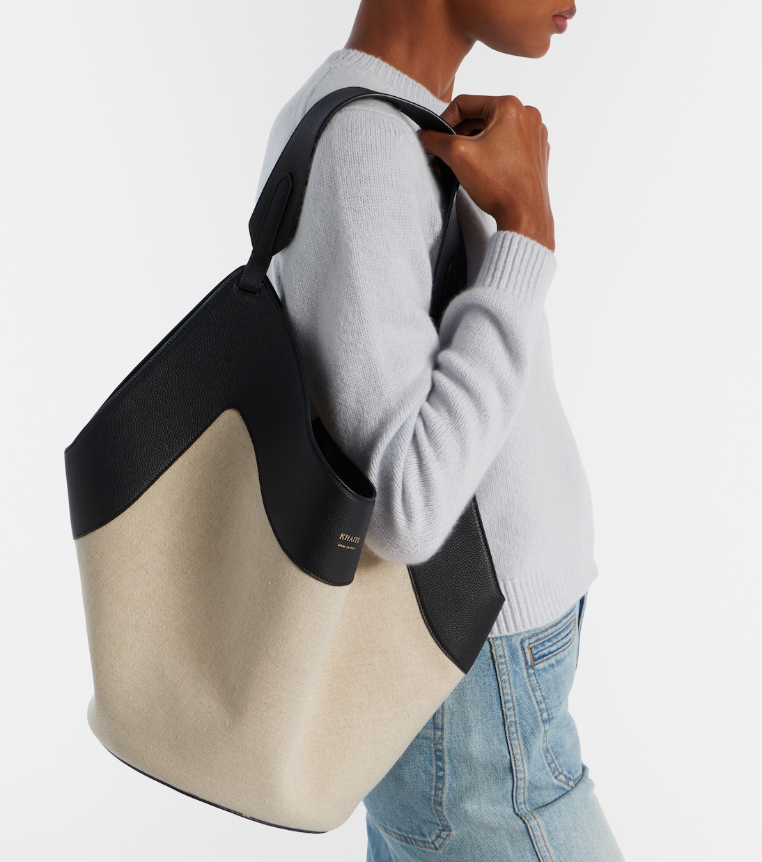 Borsa Lotus Medium in canvas con pelle | Khaite