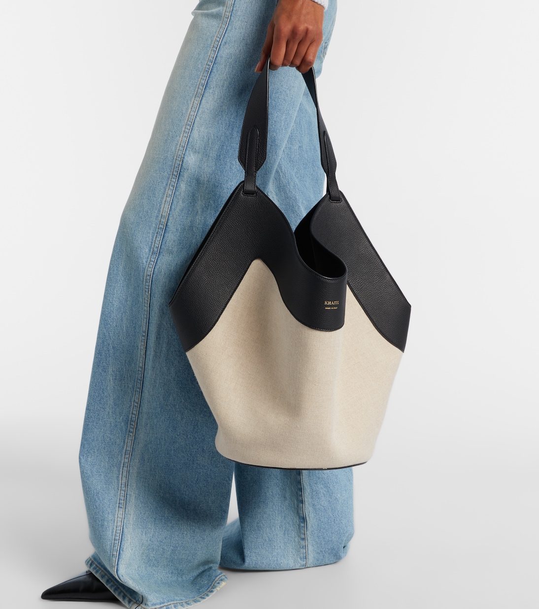 Borsa Lotus Medium in canvas con pelle | Khaite