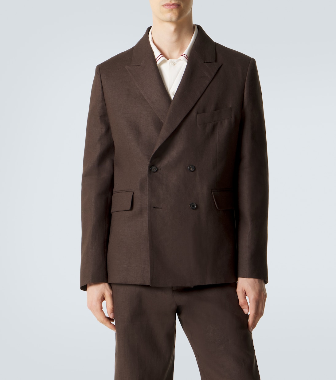 Double-breasted linen blazer | Bode