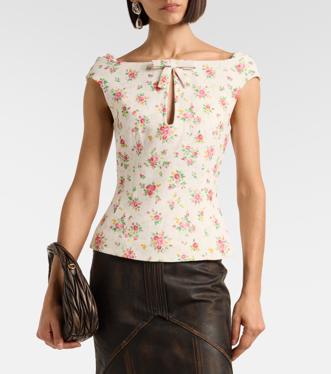 Bow-detail floral top | Shushu/Tong