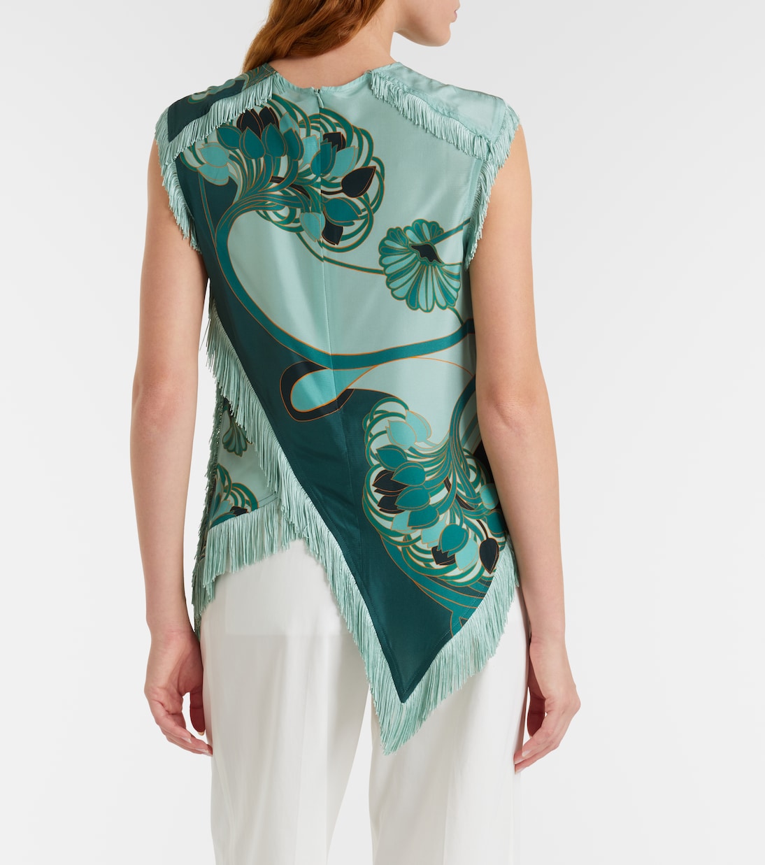Top frangé en soie imprimé | La DoubleJ