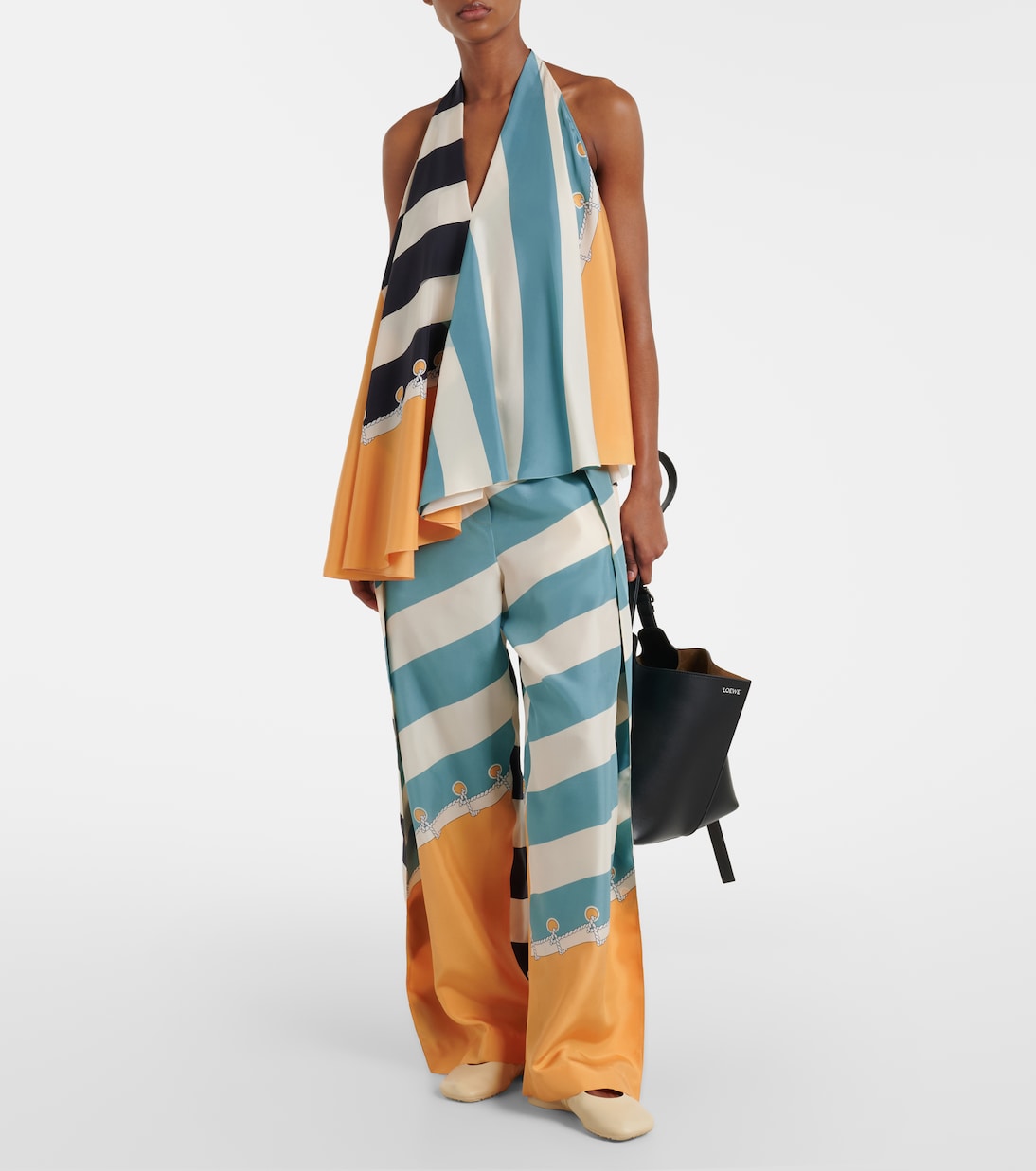 印花真丝阔腿裤 | Loewe