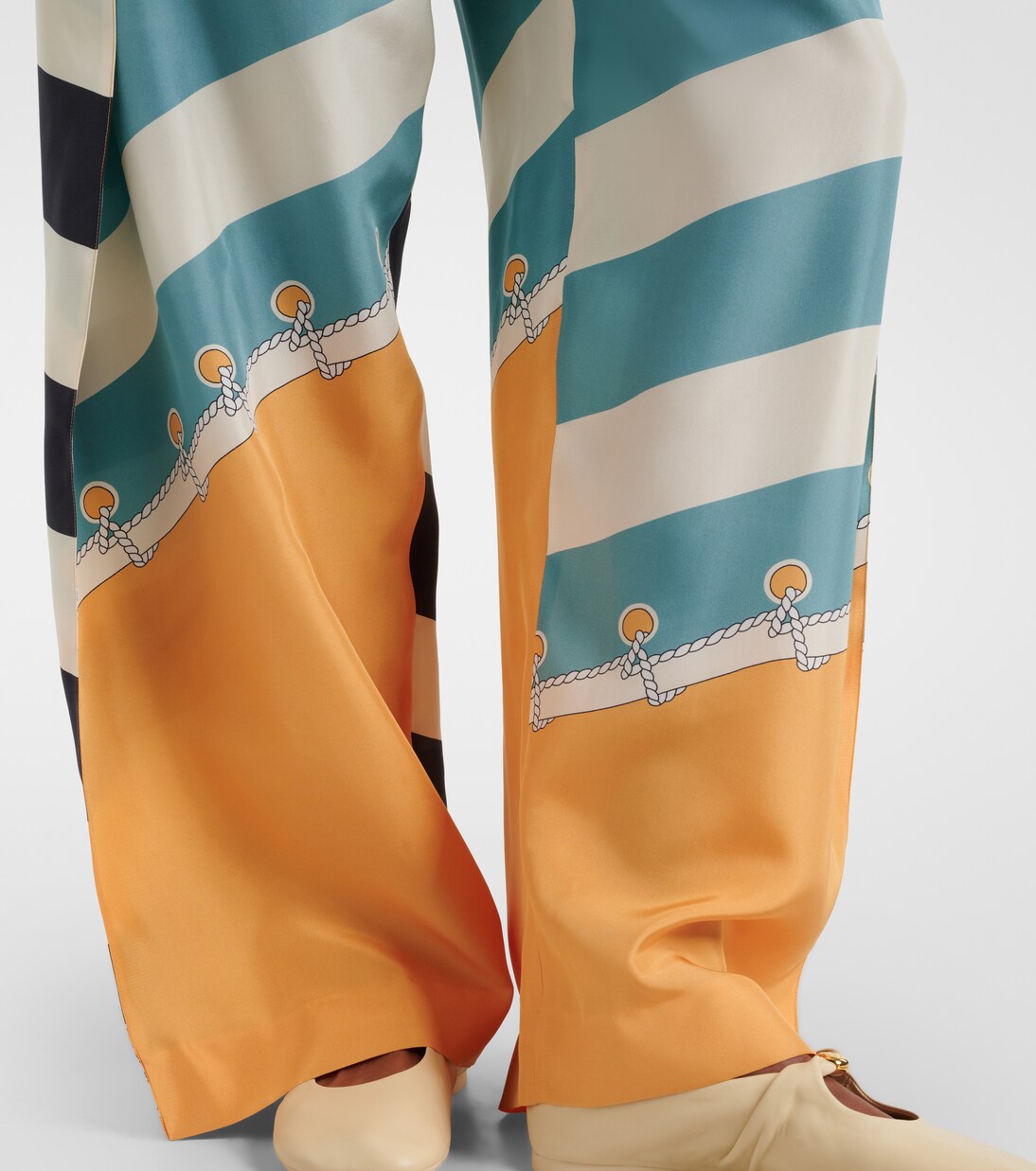 印花真丝阔腿裤 | Loewe