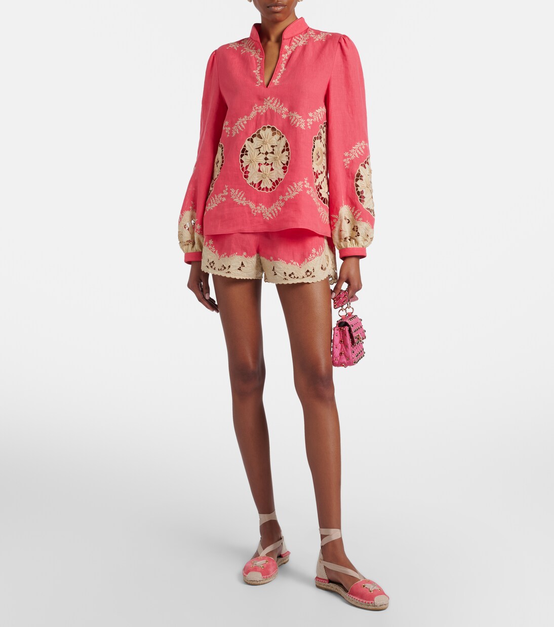 Embroidered linen shorts | Valentino
