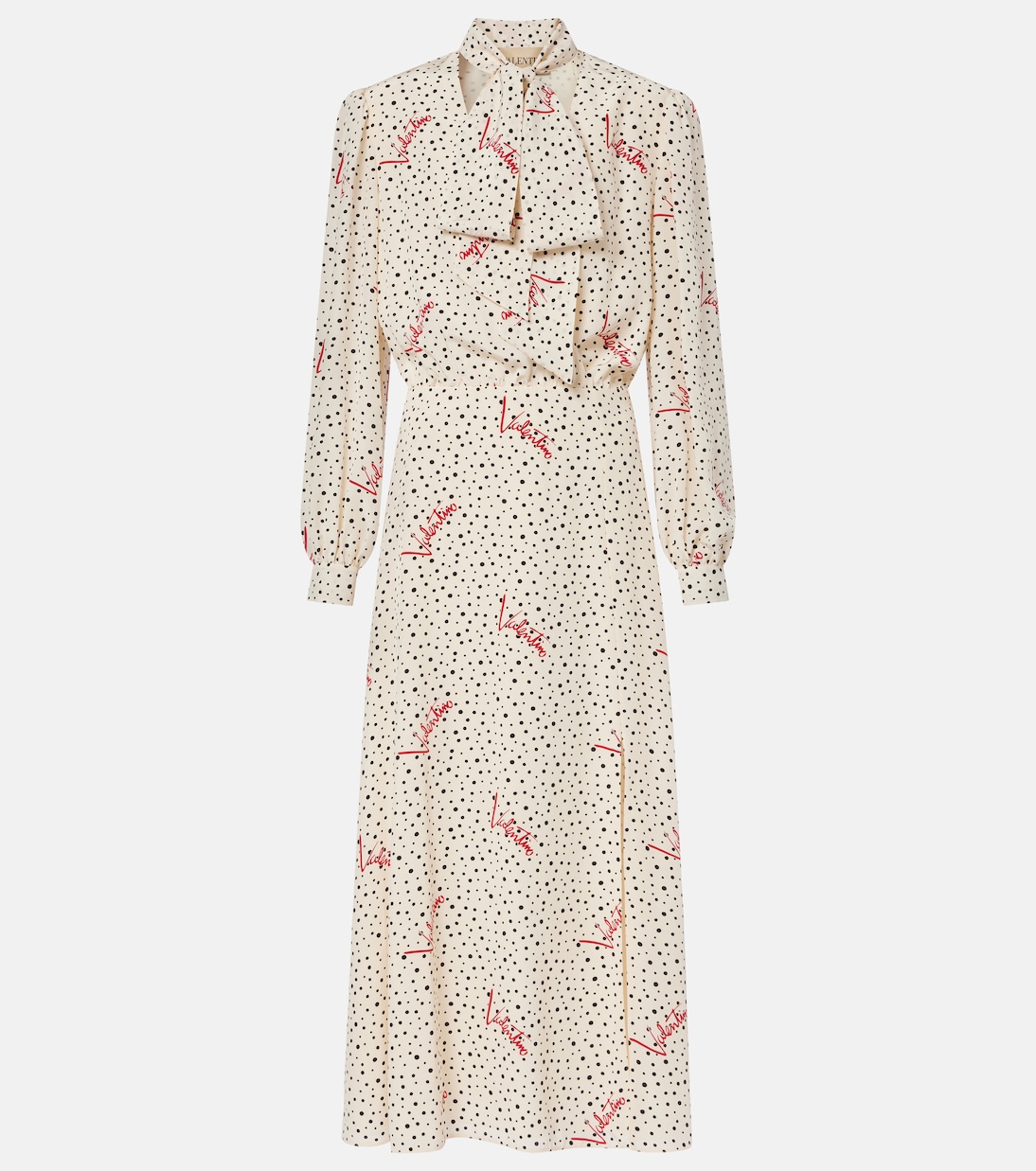 Polka-dot silk crêpe de chine midi dress | Valentino