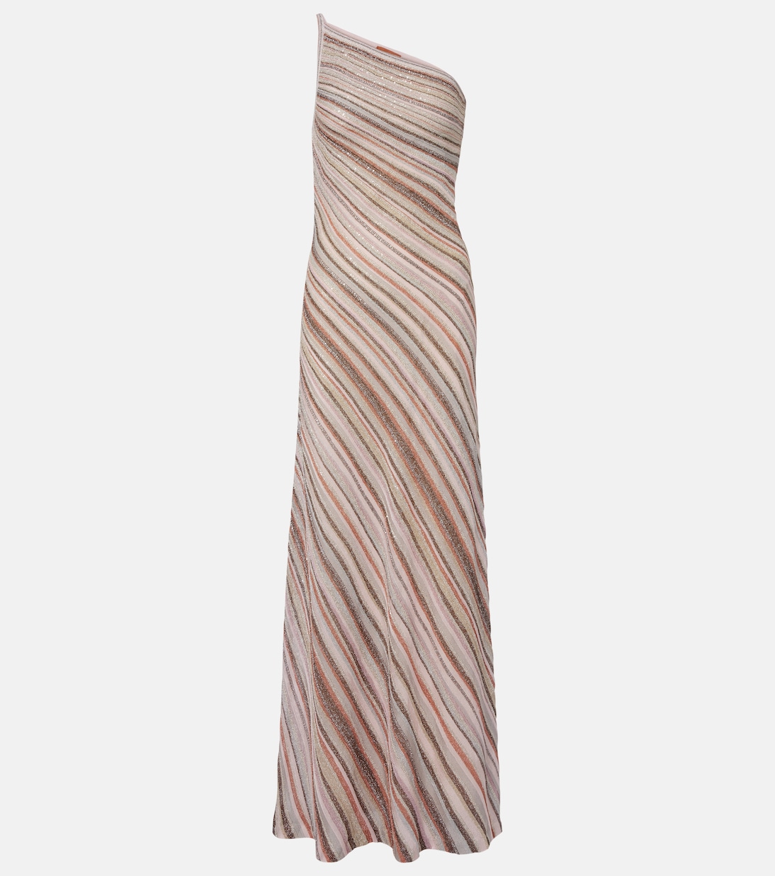 Sequined one-shoulder lamé maxi dress | Missoni