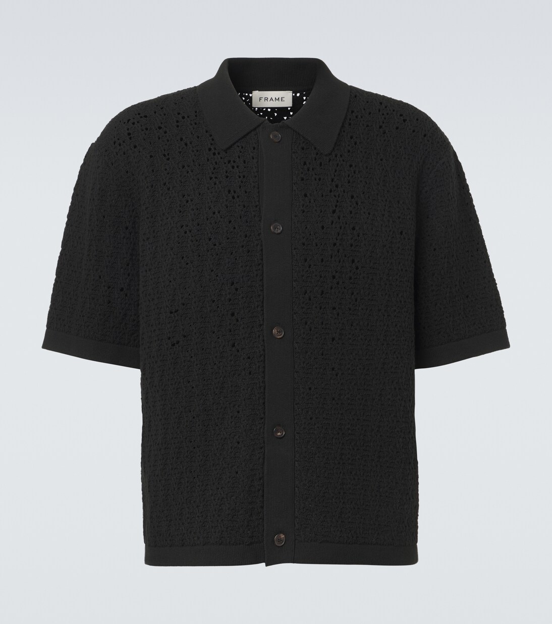 Crochet cotton-blend polo shirt | Frame