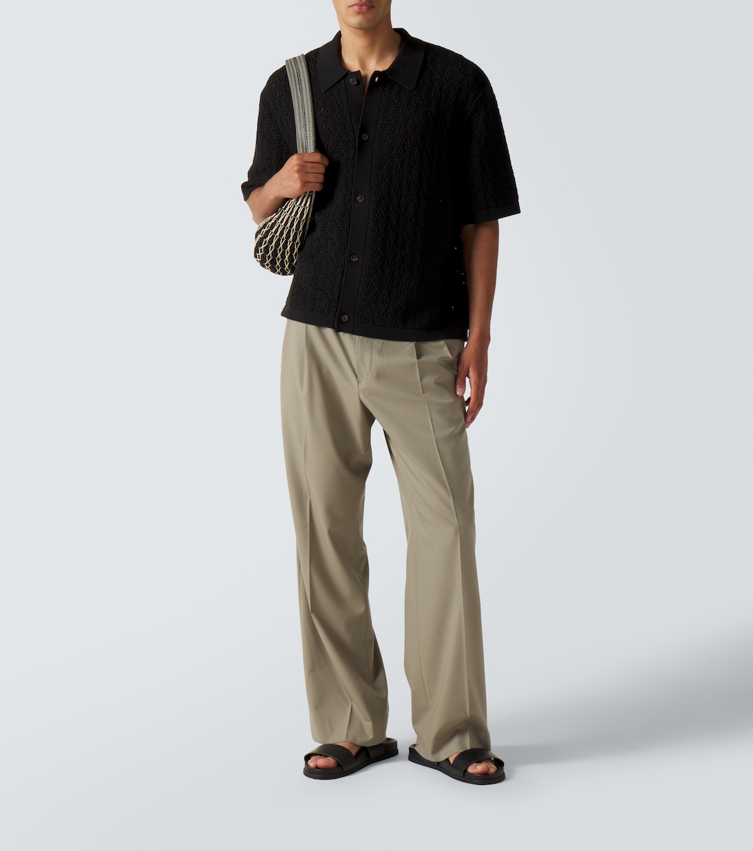 Crochet cotton-blend polo shirt | Frame