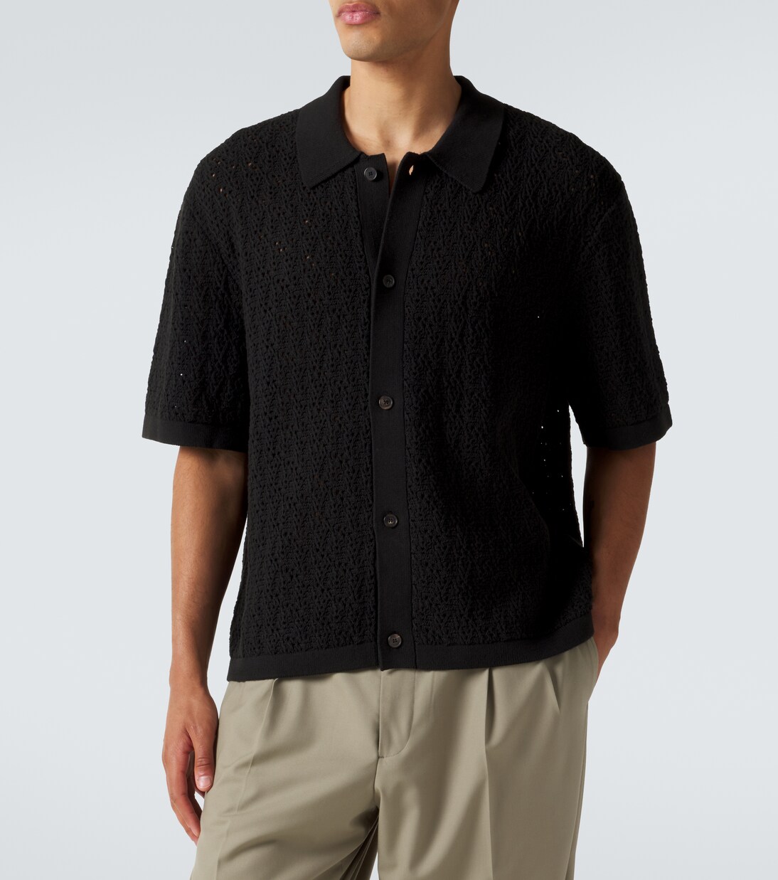 Crochet cotton-blend polo shirt | Frame