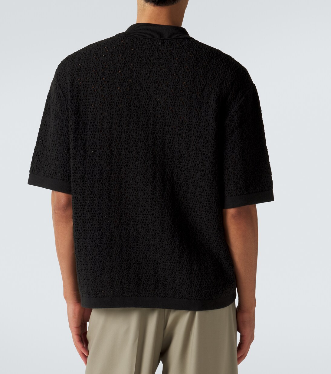 Crochet cotton-blend polo shirt | Frame