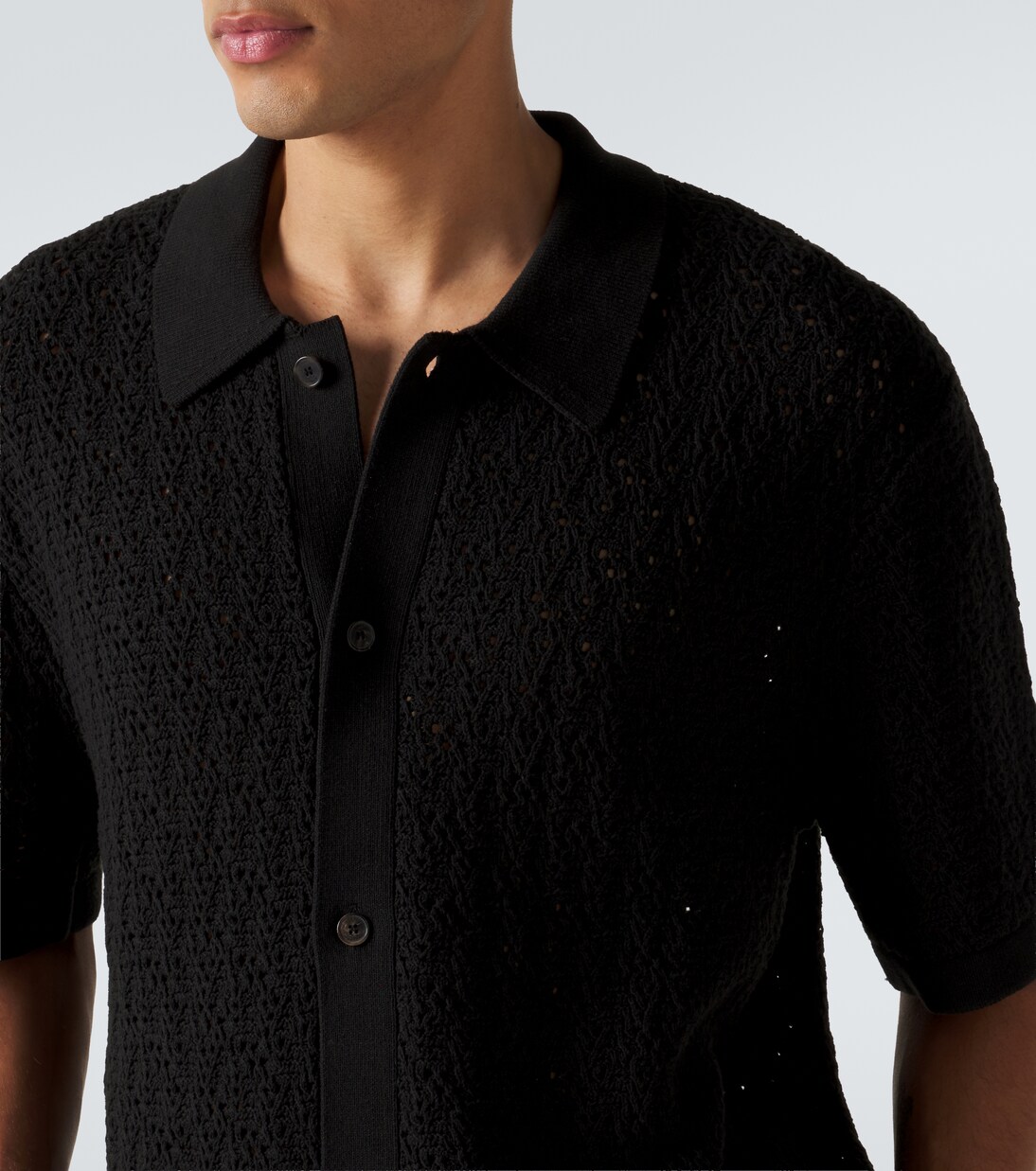 Crochet cotton-blend polo shirt | Frame