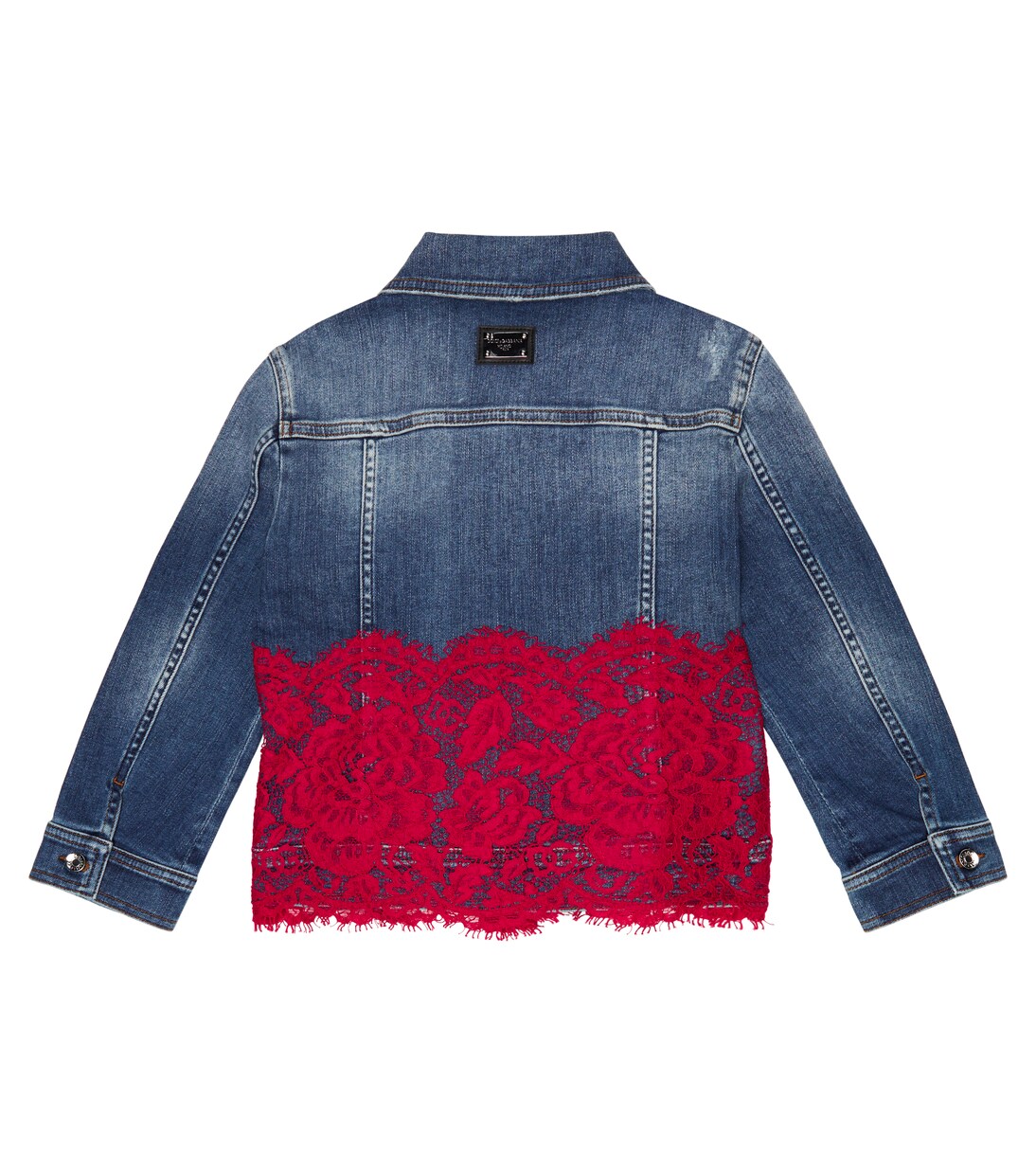 Lace-trimmed denim jacket | Dolce&Gabbana Kids