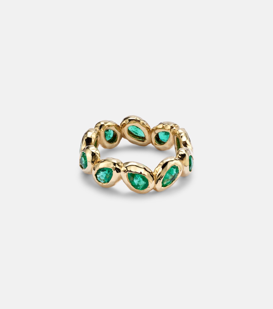 Nesting Gem 18kt gold eternity ring with emeralds | Octavia Elizabeth
