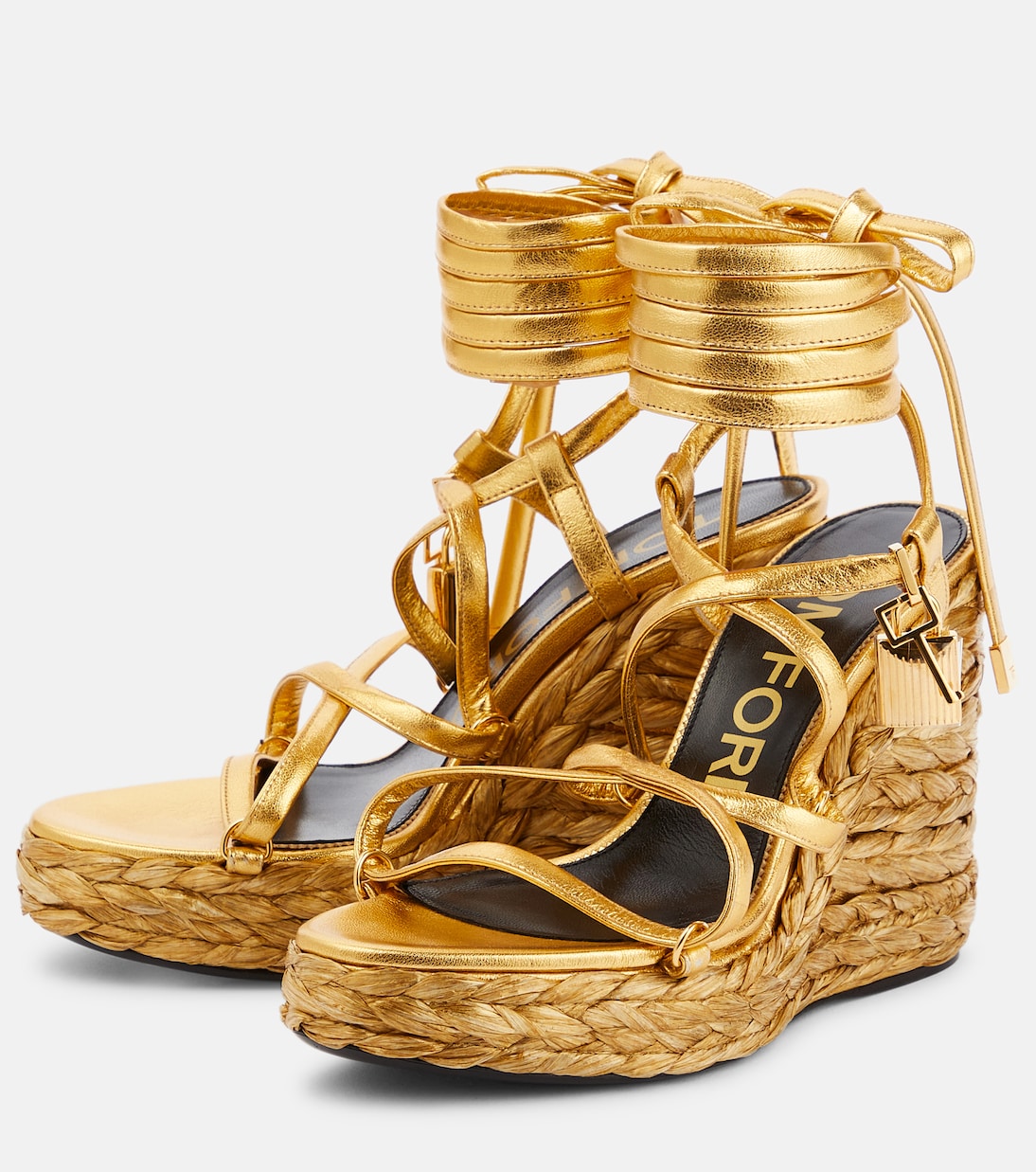 Padlock leather wedge sandals | Tom Ford