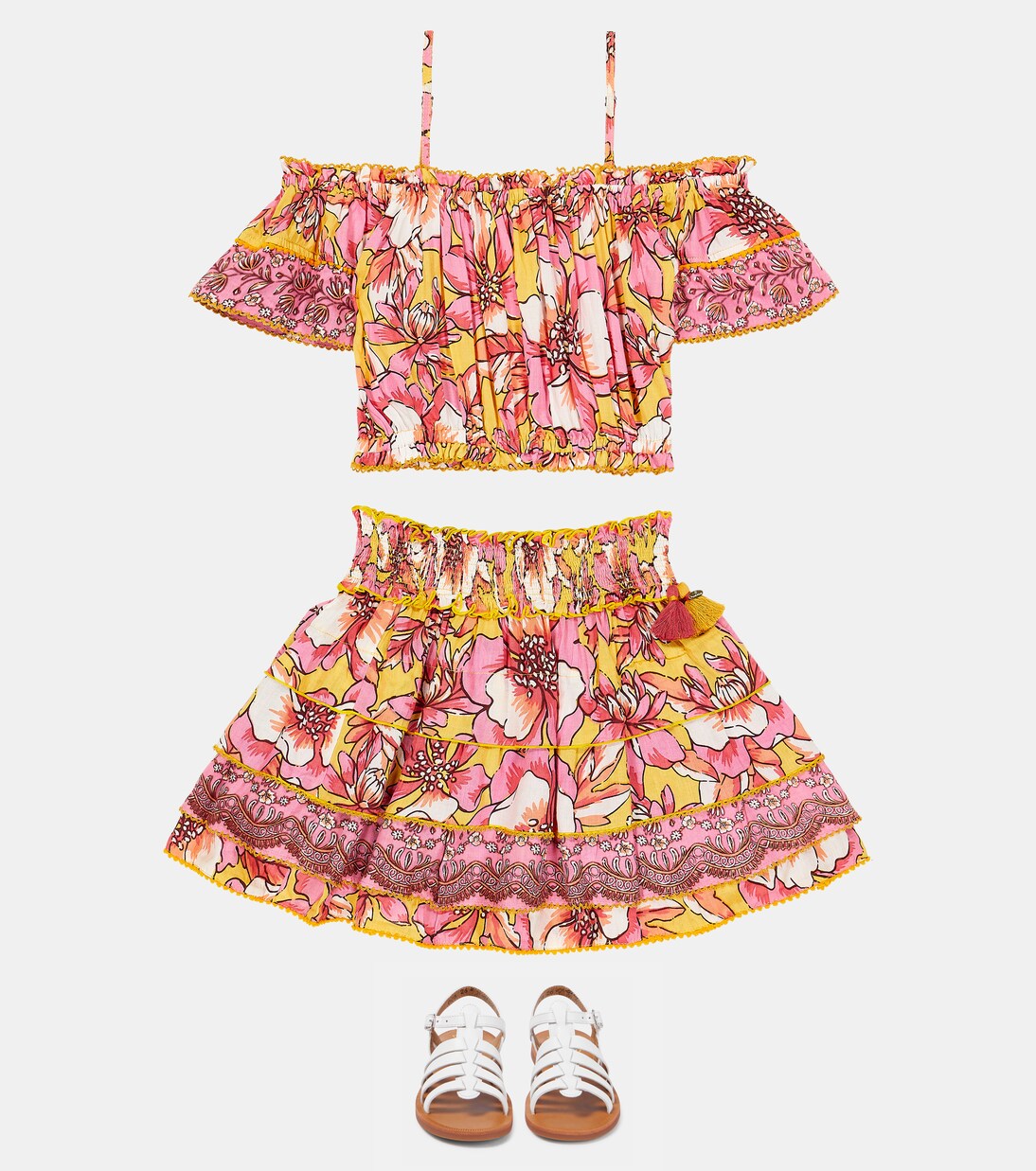 Donna floral off-shoulder top | Poupette St Barth Kids