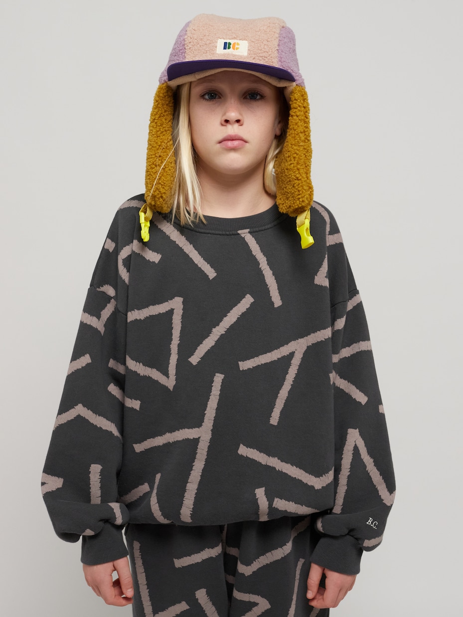 Lines printed cotton sweatshirt | Bobo Choses