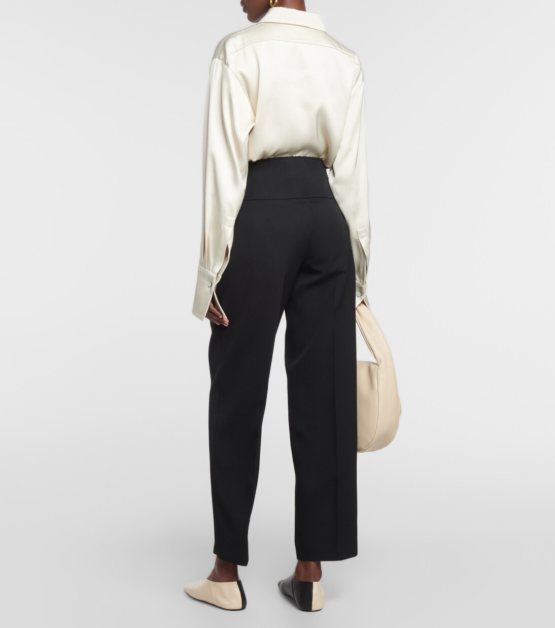 Pantalon ample en laine à taille haute  | Jil Sander