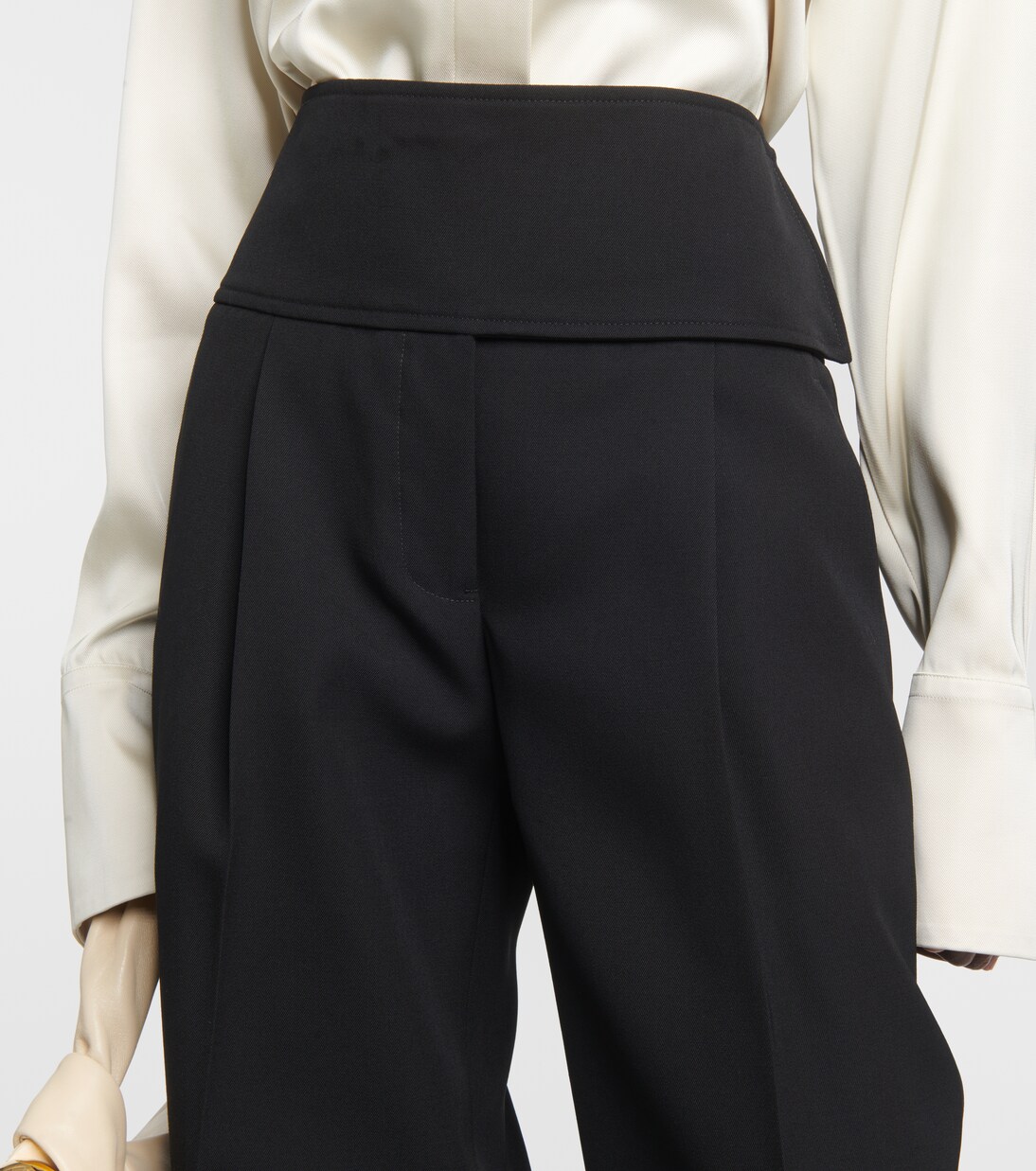 Pantalon ample en laine à taille haute  | Jil Sander