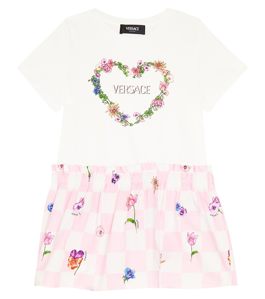 Logo cotton dress | Versace Kids