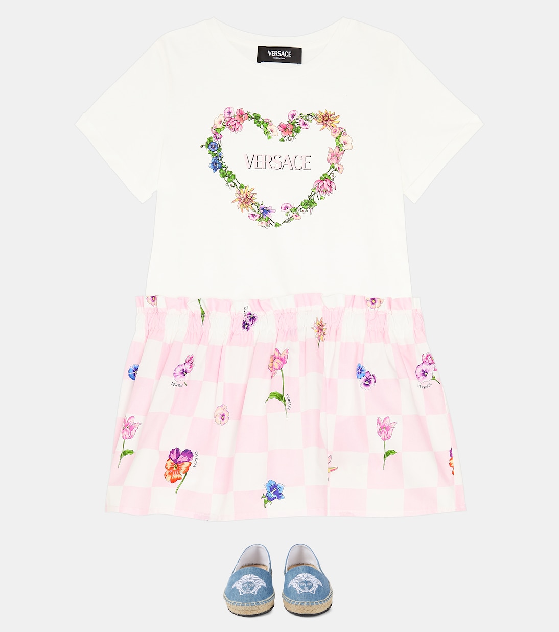 Logo cotton dress | Versace Kids