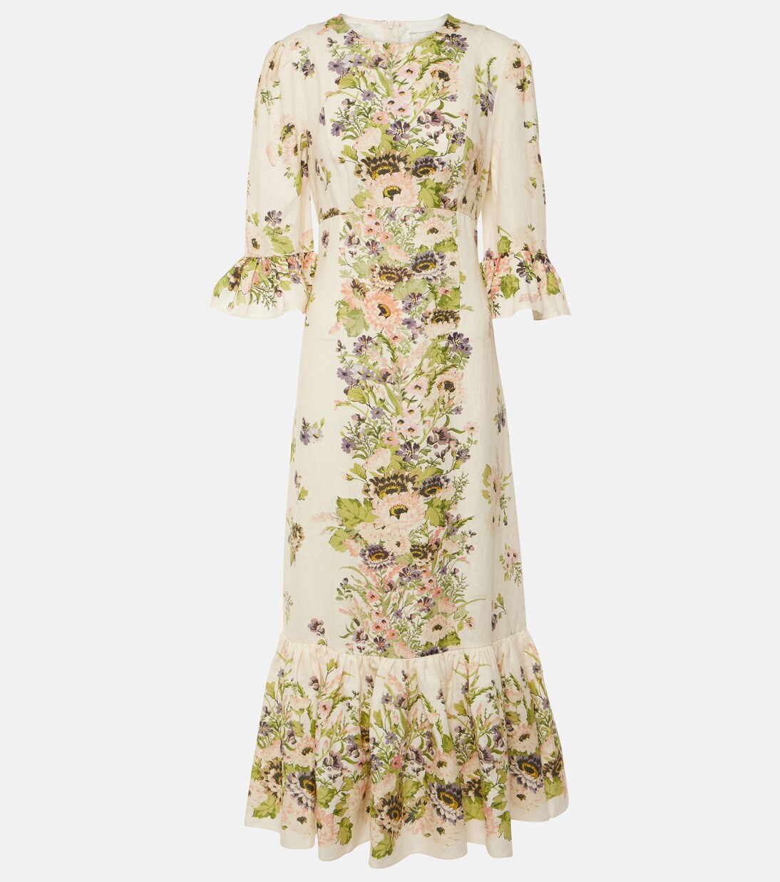 Robe longue Halliday en lin à fleurs | Zimmermann
