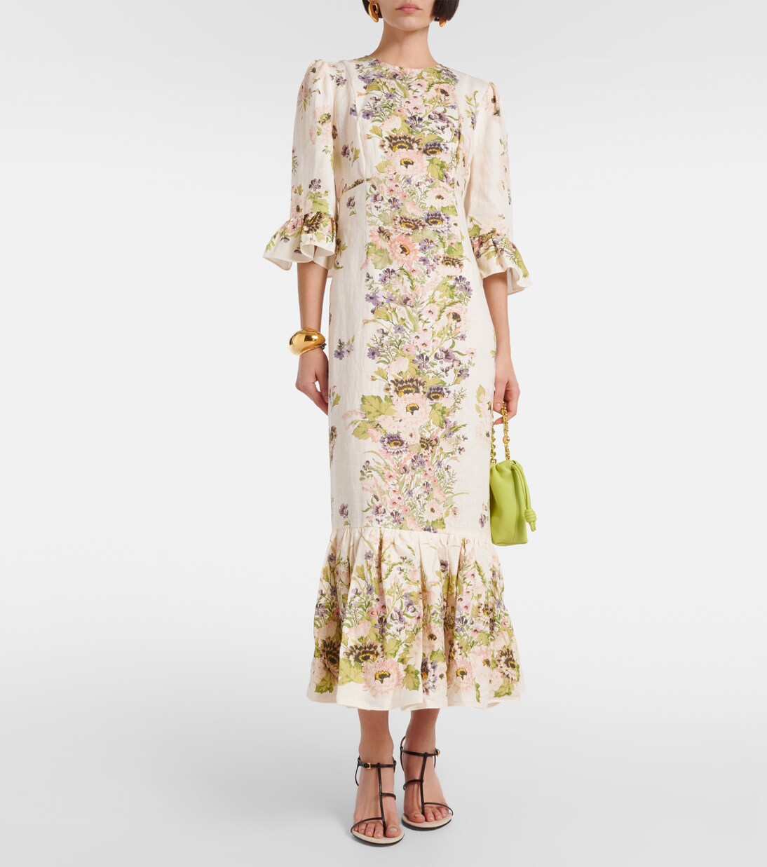 Robe longue Halliday en lin à fleurs | Zimmermann