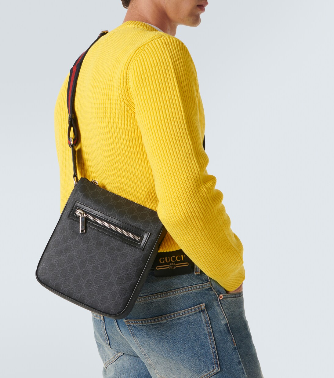 GG canvas leather-trimmed crossbody bag | Gucci